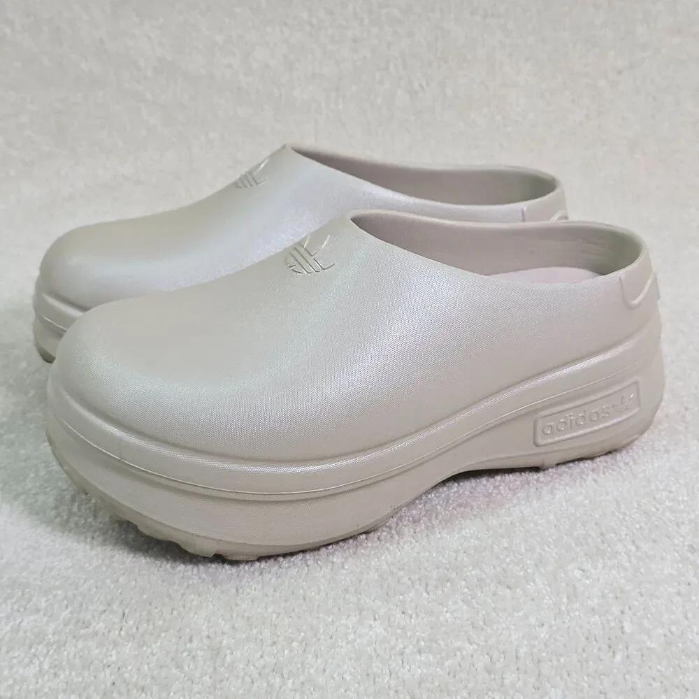Adidas Adifom Stan Smith Mens Size 8 Beige Casual Platform Slip On Mule Shoes
